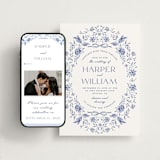"Daisy Toile" - Wedding Website in Blue Willow by Susan Zinader - Match Your Stationery