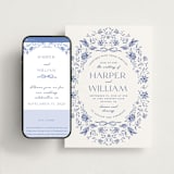 "Daisy Toile" - Wedding Website in Blue Willow by Susan Zinader - Match Your Stationery