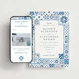 "watercolor tile" - Wedding Website in Navy by Anastasia Makarova - Match Your Stationery