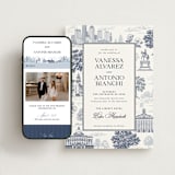 "Boston Toile" - Wedding Website in Marine by Jenna Holcomb - Match Your Stationery