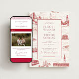 "San Francisco Toile" - Wedding Website in Scarlet by Jenna Holcomb - Match Your Stationery