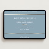 "Elegant bevel" - Wedding Website in Dusty Blue by Stacey Meacham - Desktop Design