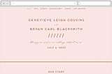 "Mod Initials" - Wedding Website in Rust by Genna Blackburn - Desktop Design
