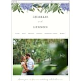 "Hydrangea Frame" - Wedding Website in Periwinkle by Susan Moyal - Guest Management