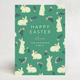 "Bunnies and blooms" - Easter Photo Cards in Easter Grass by Jamie Alexander - Front