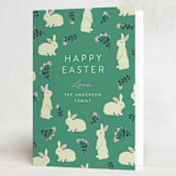 "Bunnies and blooms" - Easter Photo Cards in Easter Grass by Jamie Alexander - Folded Card