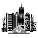 "Boston Skyline" - Design Element in Ink by Hooray Creative - Design Element