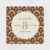 "Boho Swashes" - Engagement Party Favor Stickers in Almond by Heather Schertzer - Front