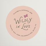 "Wildly in Love" - Engagement Party Favor Stickers in Carnation by Itsy Belle Studio - Front