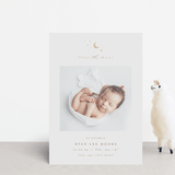 "Over the Moon" - Birth Announcements in Fawn by AK Graphics - Front