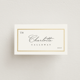 "Regal Frame" - Foil-Pressed Place Cards - Beef in Ivory by Lucrecia Caporale - Front with Free Guest Printing