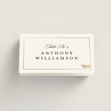 "Foil Meal Silhouettes" - Foil-Pressed Place Cards - Beef in Vanilla by Stacy Maalouf - Folded with Free Guest Printing