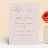 "Gilded cross" - Confirmation Invitations in Blush by Annie Holmquist - Front