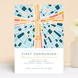 "Stained glass illustration" - First Holy Communion Invitations in Blue Sky by Ilze Lucero - Front