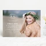 "Modern Leaves" - First Holy Communion Invitations in Vanilla by Allison Massingill - Front