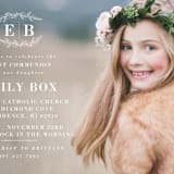 "Modern Leaves" - First Holy Communion Invitations in Vanilla by Allison Massingill - Detail