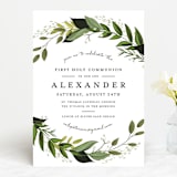 "Vines of Green" - First Holy Communion Invitations in Fern by Susan Moyal - Front