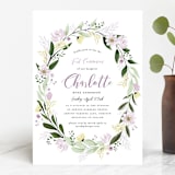 "Floral Sprinkle" - First Holy Communion Invitations in Grape by Susan Moyal - Front