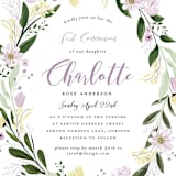 "Floral Sprinkle" - First Holy Communion Invitations in Grape by Susan Moyal - Detail
