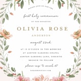 "Garden Celebration" - First Holy Communion Invitations in Blush by Susan Moyal - Detail