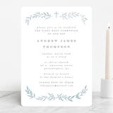"Simple Foliage" - First Holy Communion Invitations in Mist by Everett Paper Goods - Front