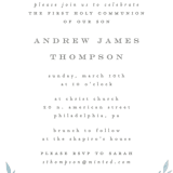 "Simple Foliage" - First Holy Communion Invitations in Mist by Everett Paper Goods - Detail