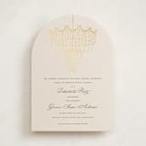 "Chandelier" - Foil-Pressed Debutante Party Invitations in Sand by Claudia Orengo - Front