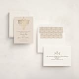 "Chandelier" - Foil-Pressed Debutante Party Invitations in Sand by Claudia Orengo - Assembled