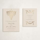 "Chandelier" - Foil-Pressed Debutante Party Invitations in Sand by Claudia Orengo - With Enclosure Card