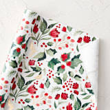 "Berries and Branches" - Wrapping Paper Roll in Crimson by Makewells