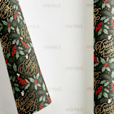 "Peace on Earth Florals" - Wrapping Paper Roll in Holly by Kristen Smith