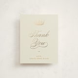"Belle of the Ball" - Flat Foil-Pressed Graduation Thank You Cards in Caramel by Yolanda Mariak Chendak - Front
