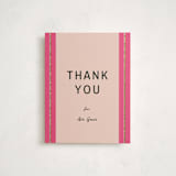 "Ribbon Stripes" - Flat Foil-Pressed Graduation Thank You Cards in Hot Pink by Ani Somi - Front
