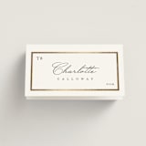 "Regal Frame" - Foil-Pressed Place Cards - Fish in Ivory by Lucrecia Caporale - Folded with Free Guest Printing