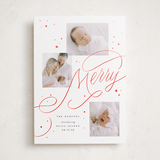 "Newborn Starlight" - Holiday Birth Announcement Cards in Snowfall by Erin L. Wilson - Front