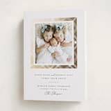 "Every Good Gift" - Holiday Birth Announcement Cards in Snowball by Robert and Stella - Folded Card