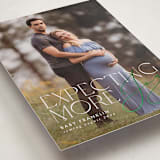 "Expecting More Joy" - Holiday Birth Announcement Cards in Opal by Jen Banks - Detail