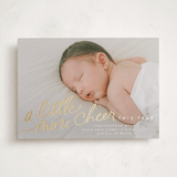 "More Cheer Now" - Holiday Birth Announcement Cards in Cotton by Everett Paper Goods - Front