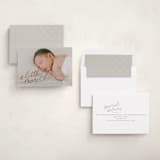 "More Cheer Now" - Holiday Birth Announcement Cards in Cotton by Everett Paper Goods - Assembled