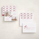 "Precious Two" - Holiday Birth Announcement Cards in Reindeer Nose by Emily Betts - Assembled