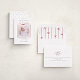 "Little Gift" - Holiday Birth Announcement Cards in Marshmallow by Everett Paper Goods - Assembled
