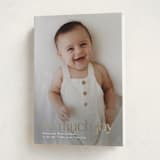 "Baby Joy" - Holiday Birth Announcement Cards in Snowfall by Mary Kay Garttmeier - Folded Card