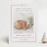 "Santa Says" - Holiday Birth Announcement Cards in Candy Cane by Maria Alou - Front