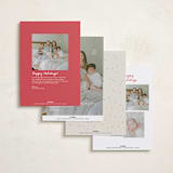 "Little Merry" - Holiday Birth Announcement Cards in Holly Berry by Megan Davis - Back of Card Options