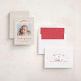 "Little Merry" - Holiday Birth Announcement Cards in Holly Berry by Megan Davis - Assembled