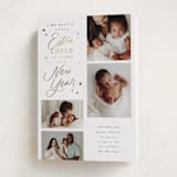 "Extra Cheerful" - Holiday Birth Announcement Cards in Snowfall by Everett Paper Goods - Folded Card