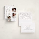 "Extra Cheerful" - Holiday Birth Announcement Cards in Snowfall by Everett Paper Goods - Assembled