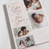 "Extra Cheerful" - Holiday Birth Announcement Cards in Biscuit by Everett Paper Goods - Detail