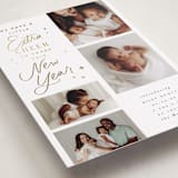 "Extra Cheerful" - Holiday Birth Announcement Cards in Snowfall by Everett Paper Goods - Detail