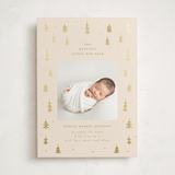 "Merry Little Trees" - Holiday Birth Announcement Cards in Candlelight by Jennifer Holbrook - Front